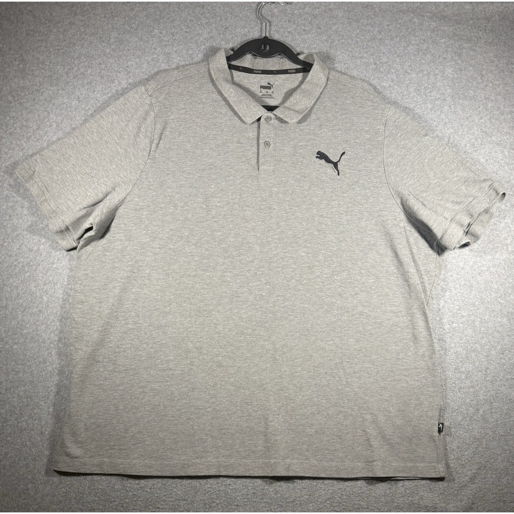 Puma Mens Gray Heather Essentials Pique Polo Shirt 3XL
